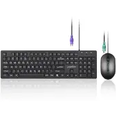 Perixx PERIDUO-117 P toetsenbord-muis set, PS/2, met kabel, zwart