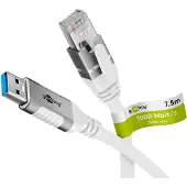 Goobay USB A naar RJ45 kabel | | 7.5 meter (USB 3.0, Cat6 FTP, Wit)