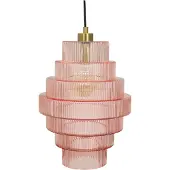 Olucia - PARIS - Hanglamp - Roze / Messing - Vorm: Rond