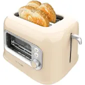 Cecotec RetroVision Beige, 2 sleuven, Beige, Roestvrij staal, Knopbediening, Hefboom, Draaibaar, 700 W, 220 - 240 V, 50/60 Hz