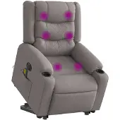 vidaXL Sta-op-massagestoel elektrisch verstelbaar stof taupe