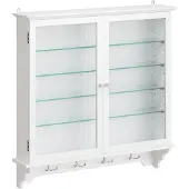 SoBuy Hangende Wandkast Wit met Glazen Deuren - 68x13.5x68.5 cm