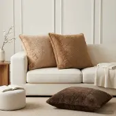 vidaXL Kussensloop 2 st HOUTEN Taupe 65 x 65 cm Nep Konijnenbont