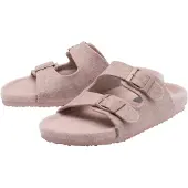 Dunlop Dames Synthetische Bont Dubbel Gesp Slide Slippers Open Teenzolen UK 3-8