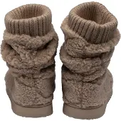 Dunlop Dames Teddy Fleece Bootie Slippers Oatmeal Taupe Warm VK 3-8