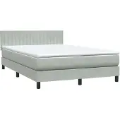 vidaXL Boxspring met matras fluweel lichtgrijs 160x210 cm