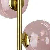 Olucia - REMO - Vloerlamp - Roze / Messing - Vorm: Bol