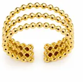 Cilla Jewels Goudkleurige Verstelbare Damesring met Drie Fijne Bolletjesbanden
