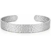 Cilla Jewels Zilverkleurige Brede Dames Bangle Armband met Korrelstructuur