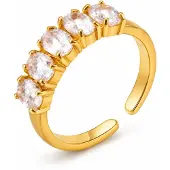 Cilla Jewels Goudkleurige Verstelbare Damesring met Vijf Ovale Zirkonia