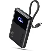 Iniu 45W Powerbank, ultra compact, 10000mAh met geïntegreerde USB-C kabel