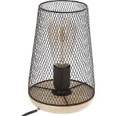 Atmosphera Zely Tafellamp - Zwart Metaal&Hout, 24 cm