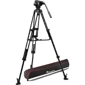 Manfrotto 502X Fluid Video Head with Aluminium Twin leg tripod MS