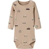 Name it BABY romper met print - lichtbruin Jongens Stretchkatoen Ronde hals - maat 68
