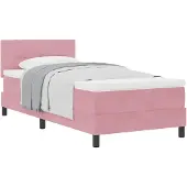 vidaXL - Boxspring - bed - met - hoofdeinde - Roze - 90 - x - 190 - cm - Fluweel
