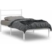 vidaXL Bedframe met hoofdeinde, metaal, wit, 100x190 cm