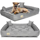 AIO Factory Hondenbed, looprek, 130x105 cm, grijs fluweel
