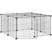 vidaXL Huisdierenkooi met deur 12 panelen 70x70x35 cm staal zwart