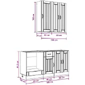vidaXL Keukenblok LUCCA 5 st Bruin eiken Bewerkt hout