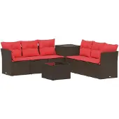 vidaXL Bankstel 8 st Bruin en Rood 55 x 55 x 37 cm