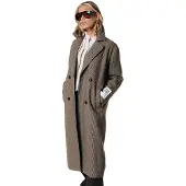 Colourful Rebel Zania Check Double Breasted Wool Long Coat - Maat l