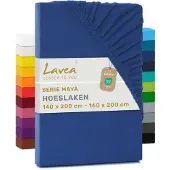 Lavea Hoeslaken Jersey Katoen Stretch 33cm Hoge Hoek - royal blauw 140x200cm