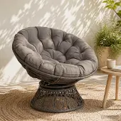 vidaXL Papasan Stoel Kussen VIANEN 100% Polyester Grijs Ø 100 x 12 cm