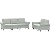 vidaXL 2-delige Loungeset met kussens fluweel lichtgrijs
