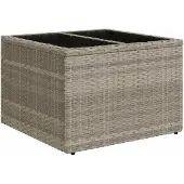 vidaXL Tuintafel met glazen blad, lichtgrijs, 55x55x37 cm, polyrotan