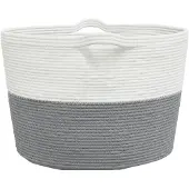 vidaXL Wasmand Ø 60x36 cm katoen grijs en wit