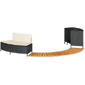 vidaXL Hottub-ombouw poly rattan en massief acaciahout zwart