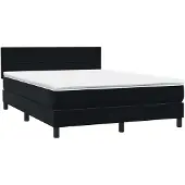 vidaXL Boxspringbed met matras, zwart, 160x210 cm, fluweel