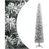 vidaXL Kunstkerstboom smal met standaard en sneeuw 300 cm PVC