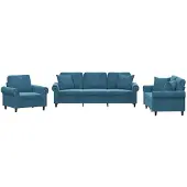vidaXL 3-delige Loungeset met kussens fluweel blauw