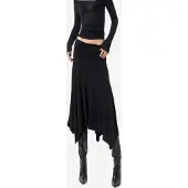 Busem Hoge Taille Maxi Rok met Drapeer Detail