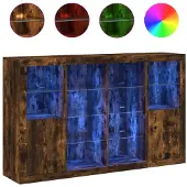 vidaXL Dressoirs met LED-verlichting 3 st bewerkt hout gerookt eiken