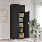 vidaXL Archiefkast 90x40x220 cm staal zwart
