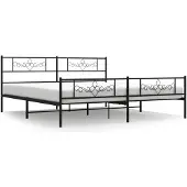 vidaXL Bedframe met hoofdeinde en voeteneinde, zwart metaal, 200x200 cm