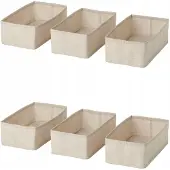 IKEA 2x PURRPINGLA Opbergdozen - Stof/Beige 20x38x12 cm