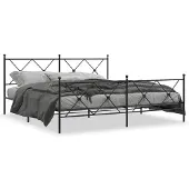 vidaXL Bedframe met hoofdeinde en voeteneinde, metaal, zwart, 183x213 cm