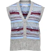 Object Gebreide bodywarmer 'OBJINNIA' lichtblauw / grijs gemêleerd / wijnrood / wit