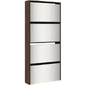 vidaXL Schoenenkast met spiegel 4-laags 63x17x134 cm bruin eikenkleur