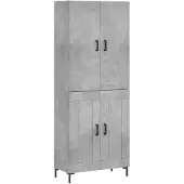 vidaXL Hoge kast, betonkleur, 69,5 x 34 x 180 cm, houtvezelplaat