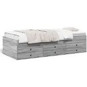 vidaXL Dagbed met lades, zonder matras, grijs Sonoma, 100x200 cm