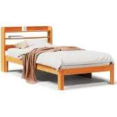 vidaXL Bedframe zonder matras massief grenenhout wasbruin 100x200 cm