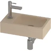Basic Line Hit Fonteinpack 40x23cm - Hardsteen - 1 Kraangat - Rechts - Sand Stone / Chroom - 8718835839390 - Rechthoekig - Wastafels, Fonteinen,