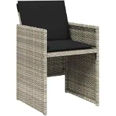vidaXL 17-delige Tuinset met kussens poly rattan lichtgrijs