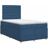 vidaXL Boxspringbed met matras met hoofdeinde Blauw 120 x 200 cm Stof