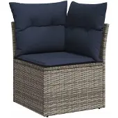 vidaXL 11-delige tuinbankset met kussens, grijs polyrotan