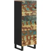 DKD Home Decor Hoge kast met 3 deuren, 40x33x110 cm, gemaakt van massief gerecycled hout en metaal